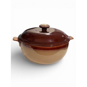 Sango Nova Brown 3qt Covered Casserole Dish w/ Lid Handles Stoneware